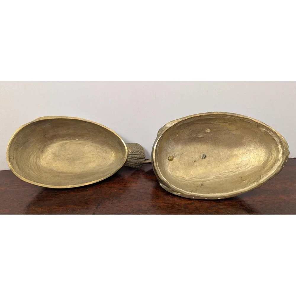 Vintage Solid Brass Pelican Trinket Box With Lid Coastal Bird Decor 8